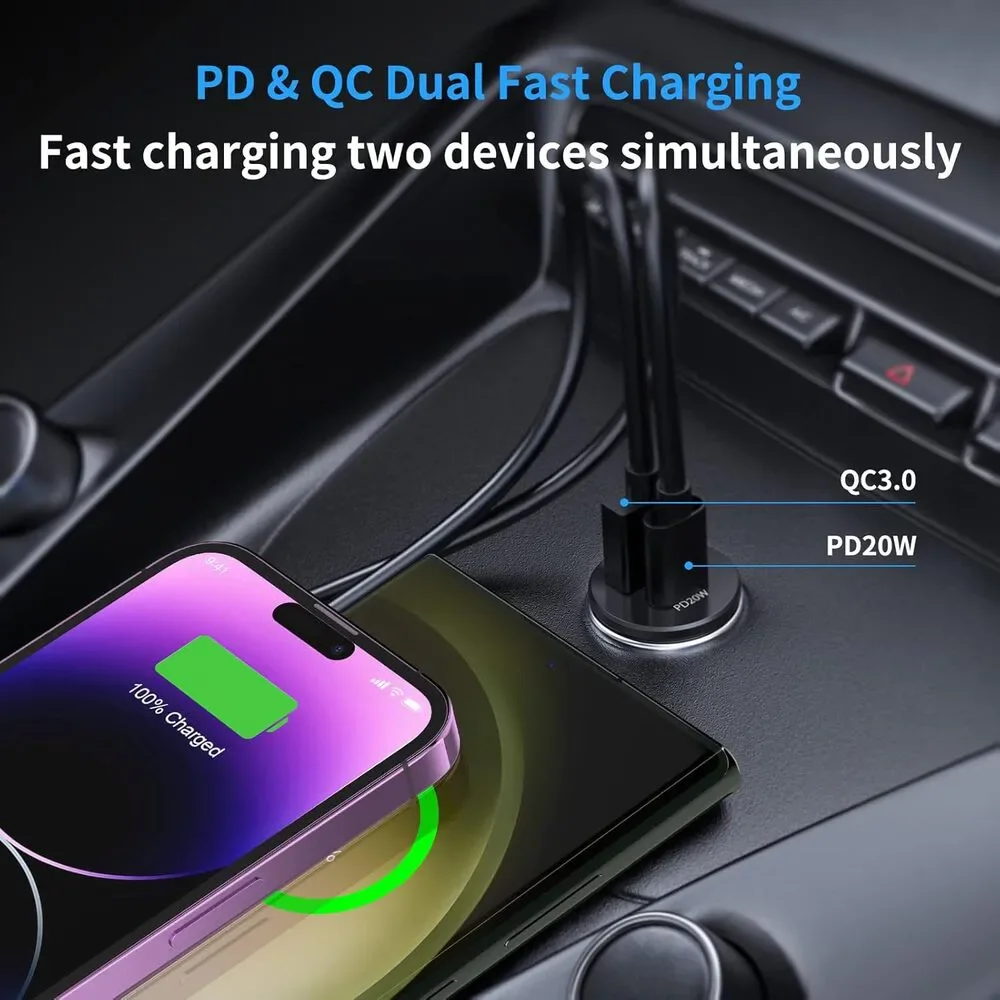 Syncwire USB-C Car Charger 38W Fast USB Car Charger PD&QC 3.0 Dual Port